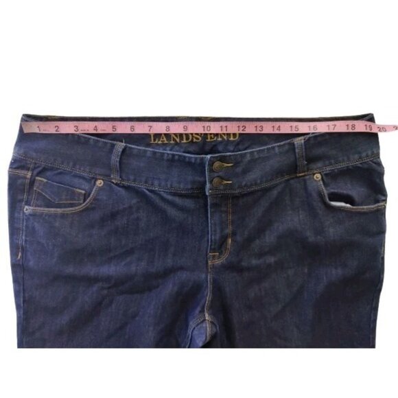 Lands' End Mid Rise Boot Cut Flare Dark Wash Jeans 18 - Picture 3 of 5